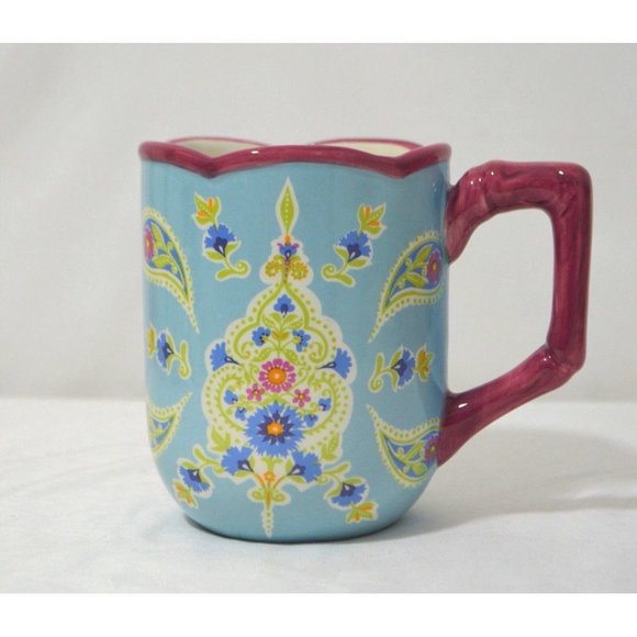 Mug Blue Floral Paisley 15 oz by Global Designs Connections Kate Williams Coffee - Picture 2 of 6